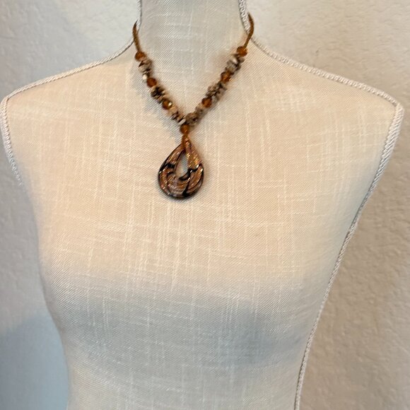 Art Glass and Jasper Artisan Necklace - Picture 9 of 9
